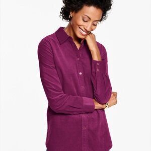 Talbots fine-wale corduroy modern classic button down shirt blouse, m (fits l)